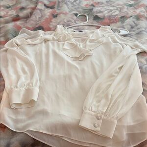 Tahari Cream Women's Blouse with Ruffle Detail